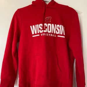 red Wisconsin Volleyball Hoodie